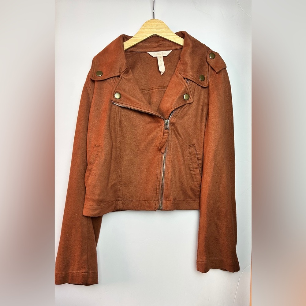 MATILDA JANE Faux Suede Rust Moto Jacket Sz 10